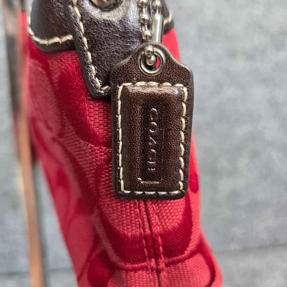 Coach Turnlock Mini Bag Purse Fold Over Wristlet Red Signature C Y2K Vintage